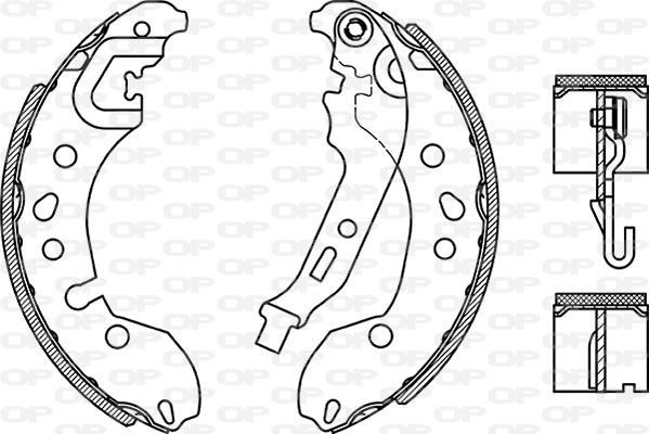 Jeu de 4 mâchoires de frein (Garniture de frein à tambour) OPEN PARTS ref. BSA2272.00