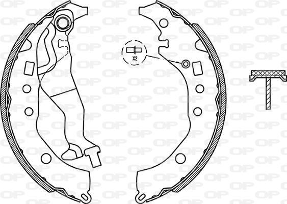 Jeu de 4 mâchoires de frein (Garniture de frein à tambour) OPEN PARTS ref. BSA2277.00