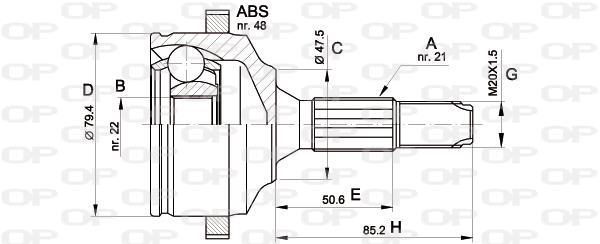 Joint homocinétique, transmission OPEN PARTS ref. CVJ5369.10