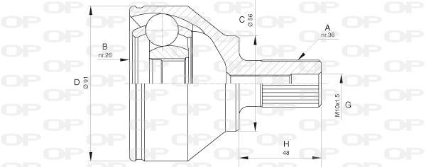 Joint homocinétique, transmission OPEN PARTS ref. CVJ5623.10
