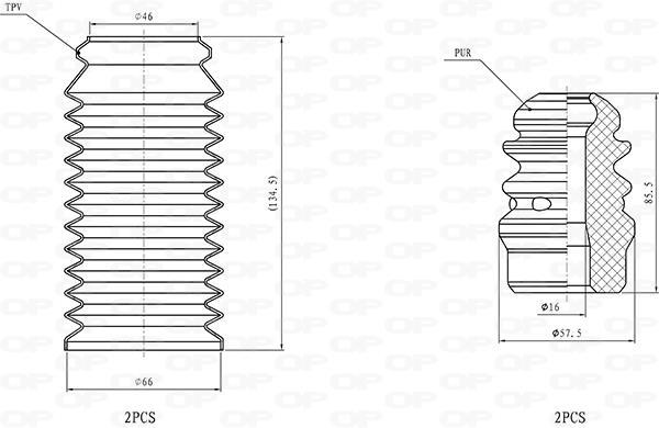 Fole do amortecedor de suspensão OPEN PARTS ref. DCK5122.04