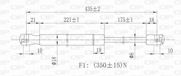 Vérin (Vérin de hayon) OPEN PARTS ref. GSR6007.00