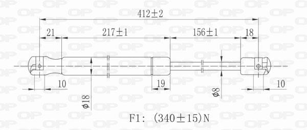 Vérin (Vérin de hayon) OPEN PARTS ref. GSR6011.00