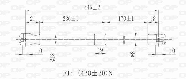 Vérin (Vérin de hayon) OPEN PARTS ref. GSR6023.00