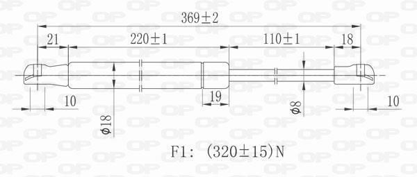 Vérin (Vérin de hayon) OPEN PARTS ref. GSR6025.00