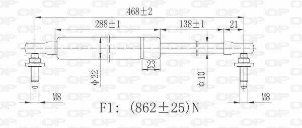 Vérin (Vérin de hayon) OPEN PARTS ref. GSR6031.00
