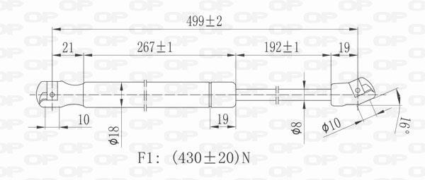 Vérin (Vérin de hayon) OPEN PARTS ref. GSR6038.00
