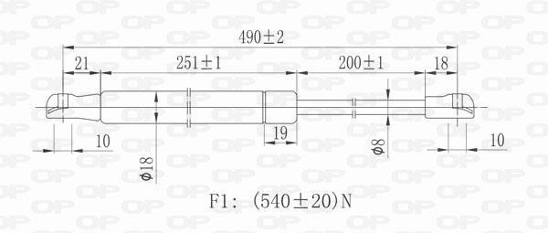 Muelle neumático OPEN PARTS ref. GSR6039.00