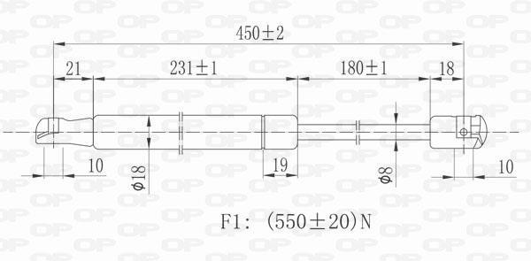 Vérin (Vérin de hayon) OPEN PARTS GSR6047.00