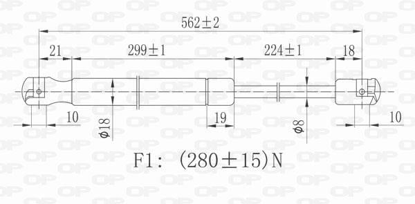 Vérin (Vérin de hayon) OPEN PARTS GSR6048.00