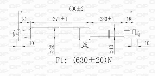 Muelle neumático OPEN PARTS ref. GSR6050.00