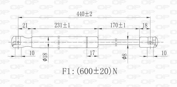 Vérin (Vérin de hayon) OPEN PARTS GSR6054.00