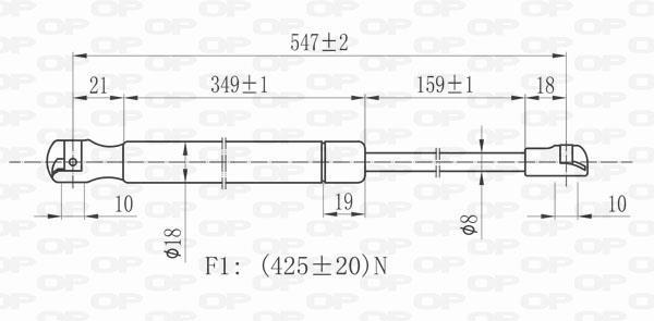Muelle neumático OPEN PARTS ref. GSR6074.00