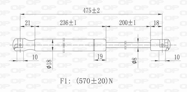 Vérin (Vérin de hayon) OPEN PARTS GSR6077.00