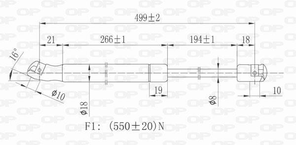 Vérin (Vérin de hayon) OPEN PARTS GSR6080.00