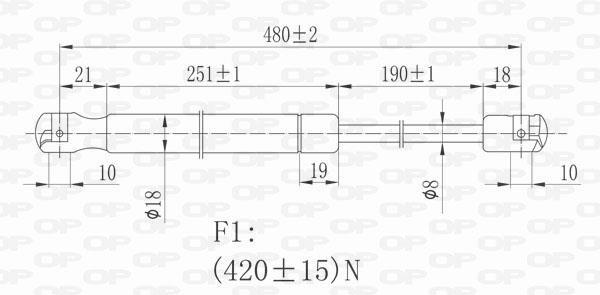 Vérin (Vérin de hayon) OPEN PARTS ref. GSR6082.00