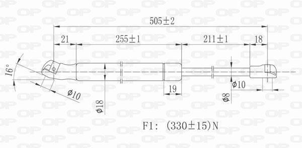 Vérin (Vérin de hayon) OPEN PARTS ref. GSR6086.00