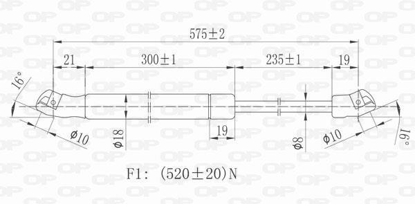 Vérin (Vérin de hayon) OPEN PARTS GSR6100.00