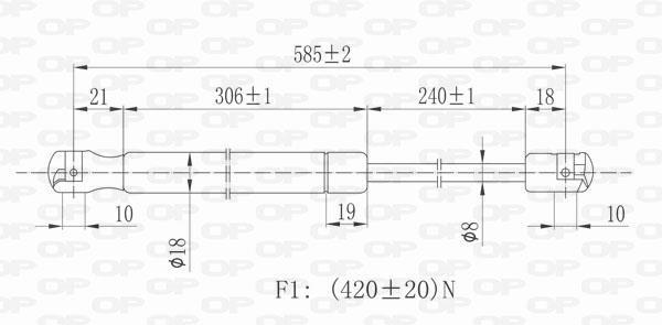 Vérin (Vérin de hayon) OPEN PARTS ref. GSR6105.00