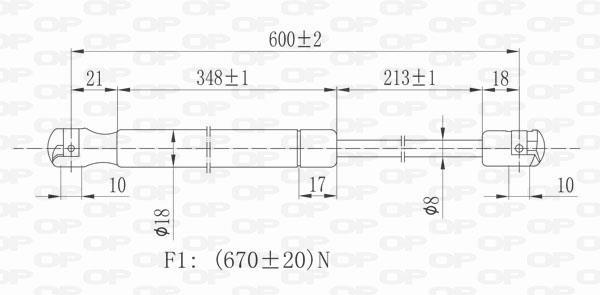 Vérin (Vérin de hayon) OPEN PARTS ref. GSR6106.00