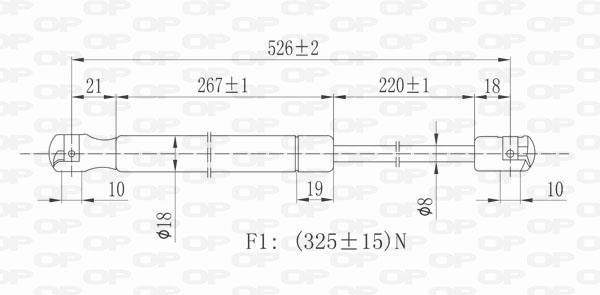 Vérin (Vérin de hayon) OPEN PARTS ref. GSR6109.00