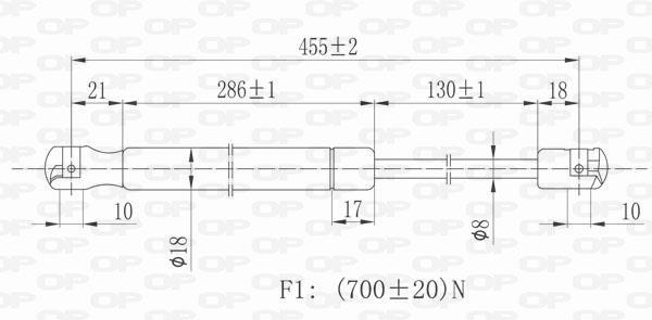 Vérin (Vérin de hayon) OPEN PARTS ref. GSR6113.00