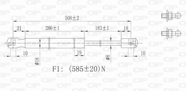Vérin (Vérin de hayon) OPEN PARTS ref. GSR6114.00