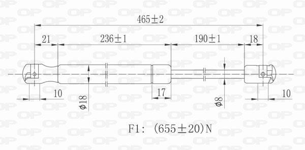 Vérin (Vérin de hayon) OPEN PARTS ref. GSR6116.00