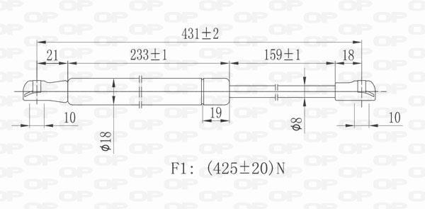 Vérin (Vérin de hayon) OPEN PARTS ref. GSR6120.00