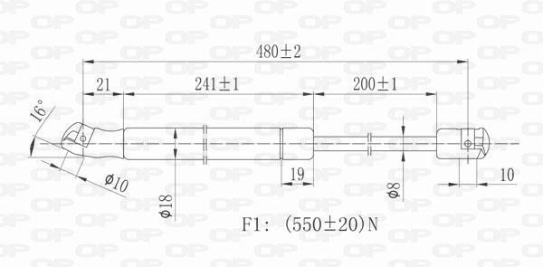 Vérin (Vérin de hayon) OPEN PARTS GSR6122.00