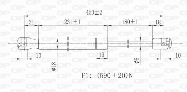Vérin (Vérin de hayon) OPEN PARTS ref. GSR6127.00