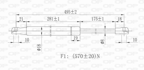 Vérin (Vérin de hayon) OPEN PARTS ref. GSR6137.00