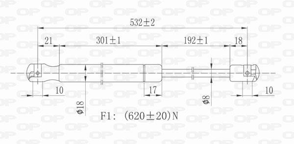 Vérin (Vérin de hayon) OPEN PARTS GSR6142.00