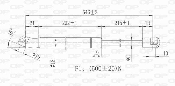 Vérin (Vérin de hayon) OPEN PARTS ref. GSR6145.00