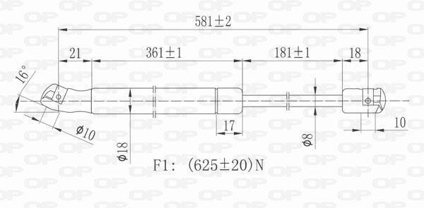 Vérin (Vérin de hayon) OPEN PARTS ref. GSR6147.00