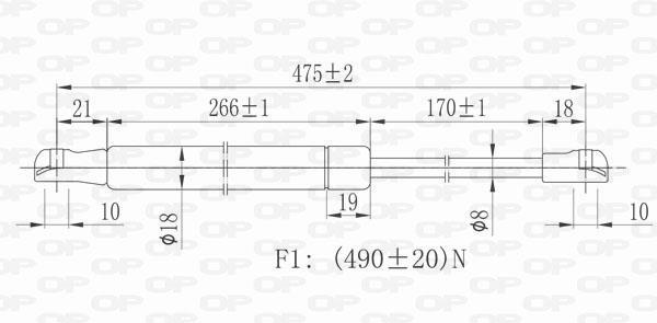 Vérin (Vérin de hayon) OPEN PARTS ref. GSR6153.00