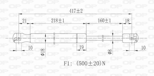 Vérin (Vérin de hayon) OPEN PARTS ref. GSR6161.00