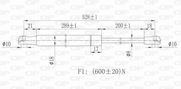 Vérin (Vérin de hayon) OPEN PARTS ref. GSR6170.00