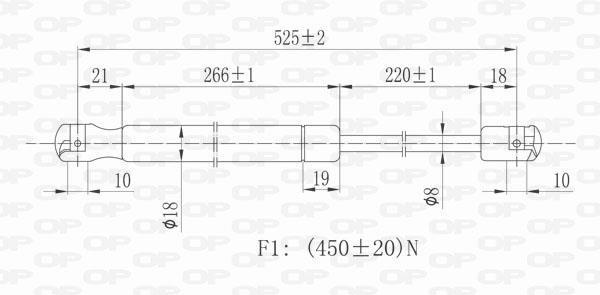 Vérin (Vérin de hayon) OPEN PARTS ref. GSR6175.00