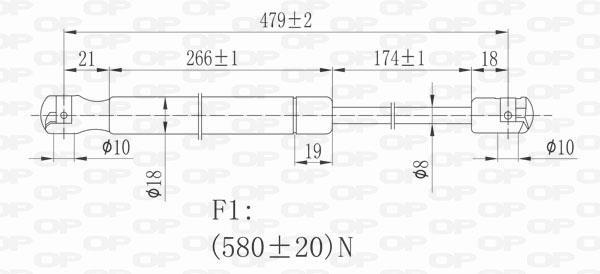 Vérin (Vérin de hayon) OPEN PARTS ref. GSR6210.00