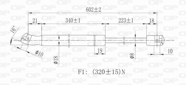 Vérin (Vérin de hayon) OPEN PARTS ref. GSR6257.00