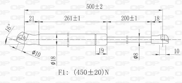 Vérin (Vérin de hayon) OPEN PARTS ref. GSR6305.00
