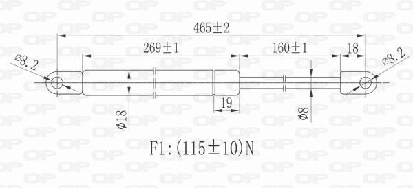 Vérin (Vérin de hayon) OPEN PARTS ref. GSR6396.00