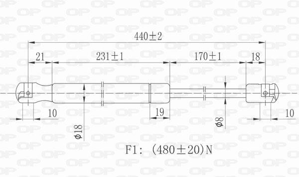 Vérin (Vérin de hayon) OPEN PARTS GSR6404.00
