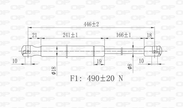 Vérin (Vérin de hayon) OPEN PARTS ref. GSR6424.00