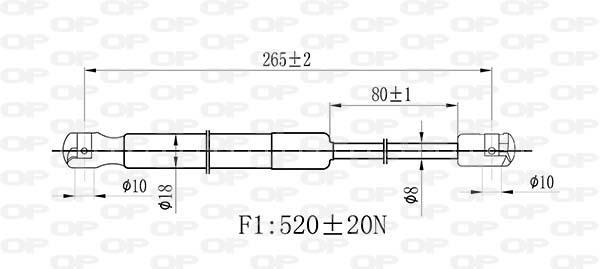 Vérin (Vérin de hayon) OPEN PARTS ref. GSR6430.00