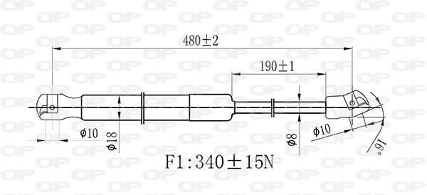 Vérin (Vérin de hayon) OPEN PARTS GSR6433.00
