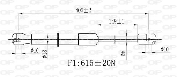 Vérin (Vérin de hayon) OPEN PARTS ref. GSR6442.00