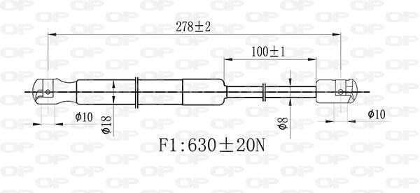 Vérin (Vérin de hayon) OPEN PARTS ref. GSR6453.00