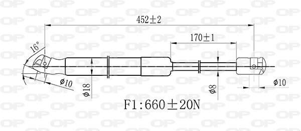 Vérin (Vérin de hayon) OPEN PARTS ref. GSR6457.00